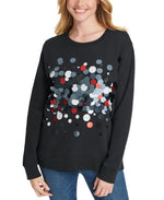 DKNY Women's Cotton Paillette Everywhere Sweatshirt Gray Size X-Small