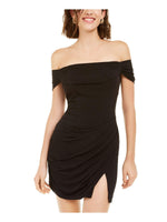 Emerald Sundae Womens Ruffled Mini Fit & Flare Dress Black L