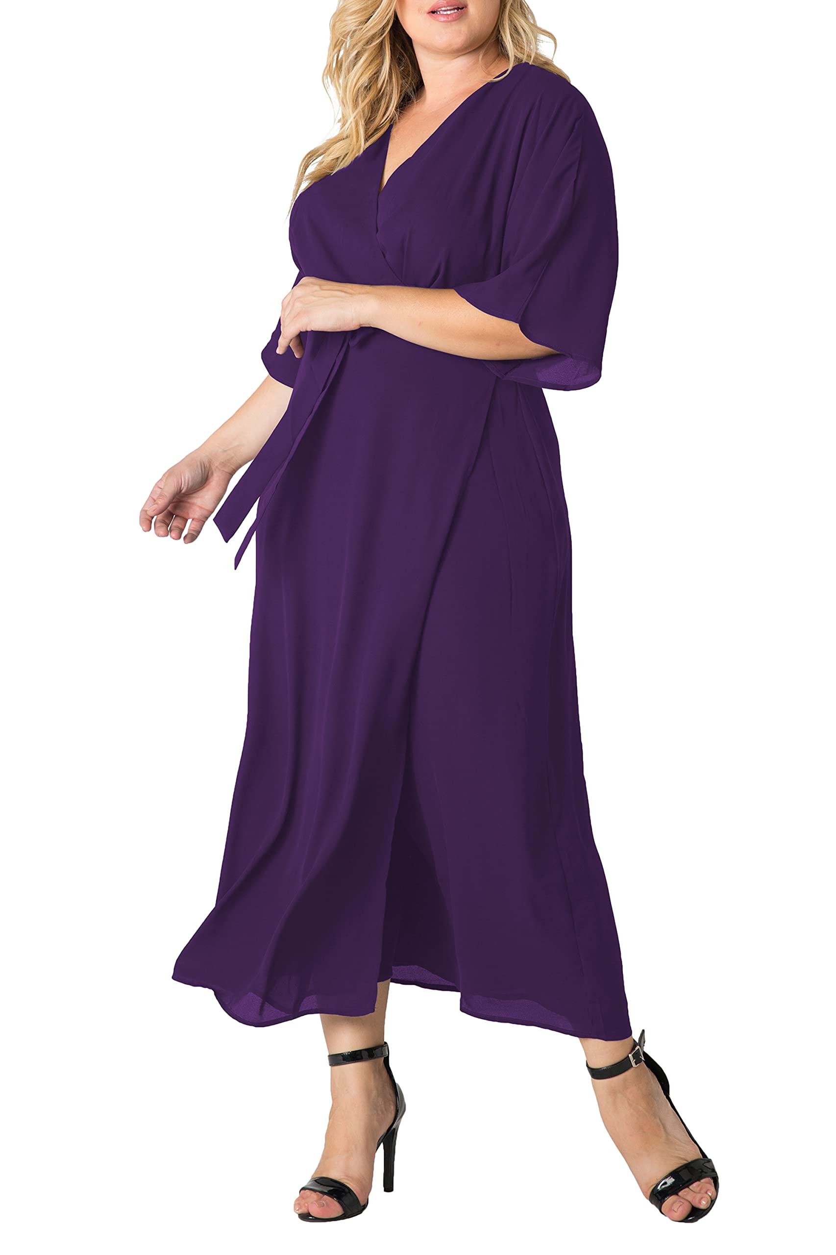 Standards & Practices Women's Plus Size Purple Haze Kimono Wrap Dress Maxi Length Size 2X
