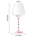 Khen Holiday Candy Cane Wine Glasses Set of 2 Santa Red White Striped