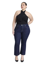 ELOQUII Women's Plus Size High Rise Crop Bootcut Jean - 14, Dark Wash