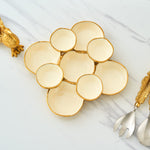 Cluster of 9 Round Serving Bowls Decorative Bowls Gold & White, Brass