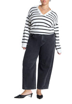 ELOQUII Women's Plus Size Dart Detail Barrel Leg Jean - 14, Vintage Black Wash