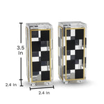 Checkered Salt and Pepper Shakers Set, Black White Square Design with 3 & 5 Holes