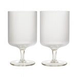 Khen Textured Clear Glass Ribbed Modern Elegant Wine Goblets | Set of 2
