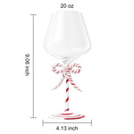 Khen Christmas Candy Cane Bow Wine Glasses - Set of 2