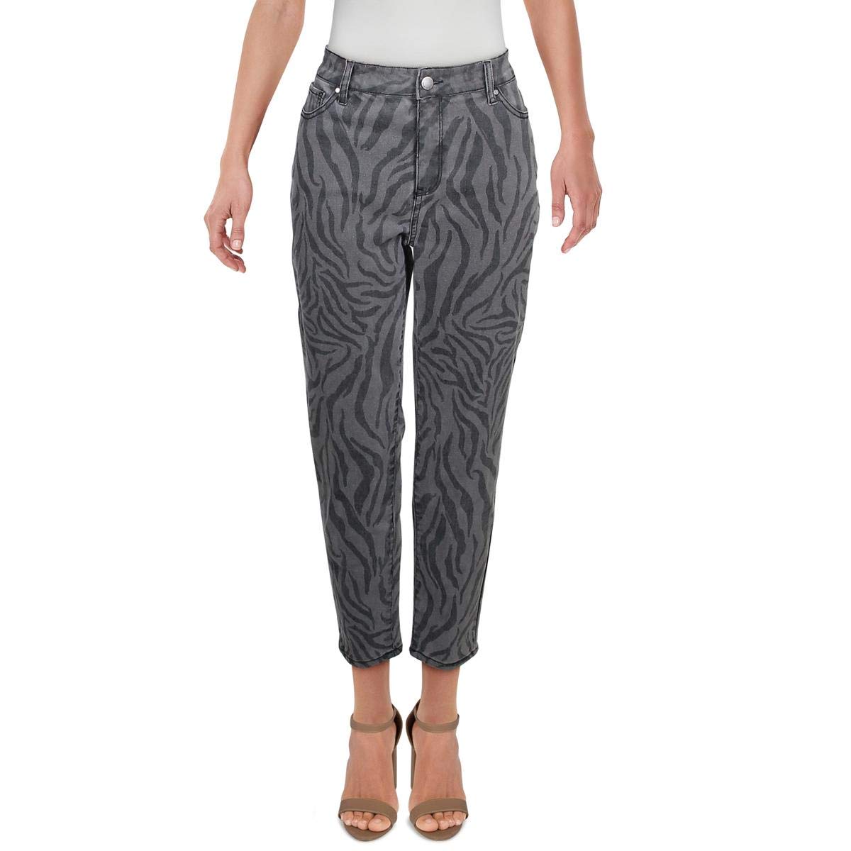 Tinseltown Juniors' Graphic-Print Skinny Jeans (3, Grey Zebra)