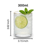 Clear Gold Rim Hobnail Glass Set, 6 Piece 10oz Transparent