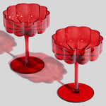 Flower Vintage Wavy Glass Coupes Martini, Champagne & Cocktail Coupes - Set of 2
