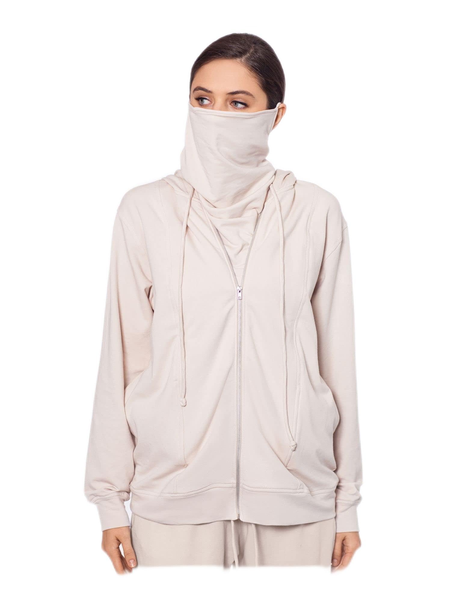Betsy & Adam Womens Comfy Cozy Zip Hoodie Beige S