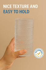 Khen Hobnail Drinking Glasses with Straws | Clear Colors | Set of 6
