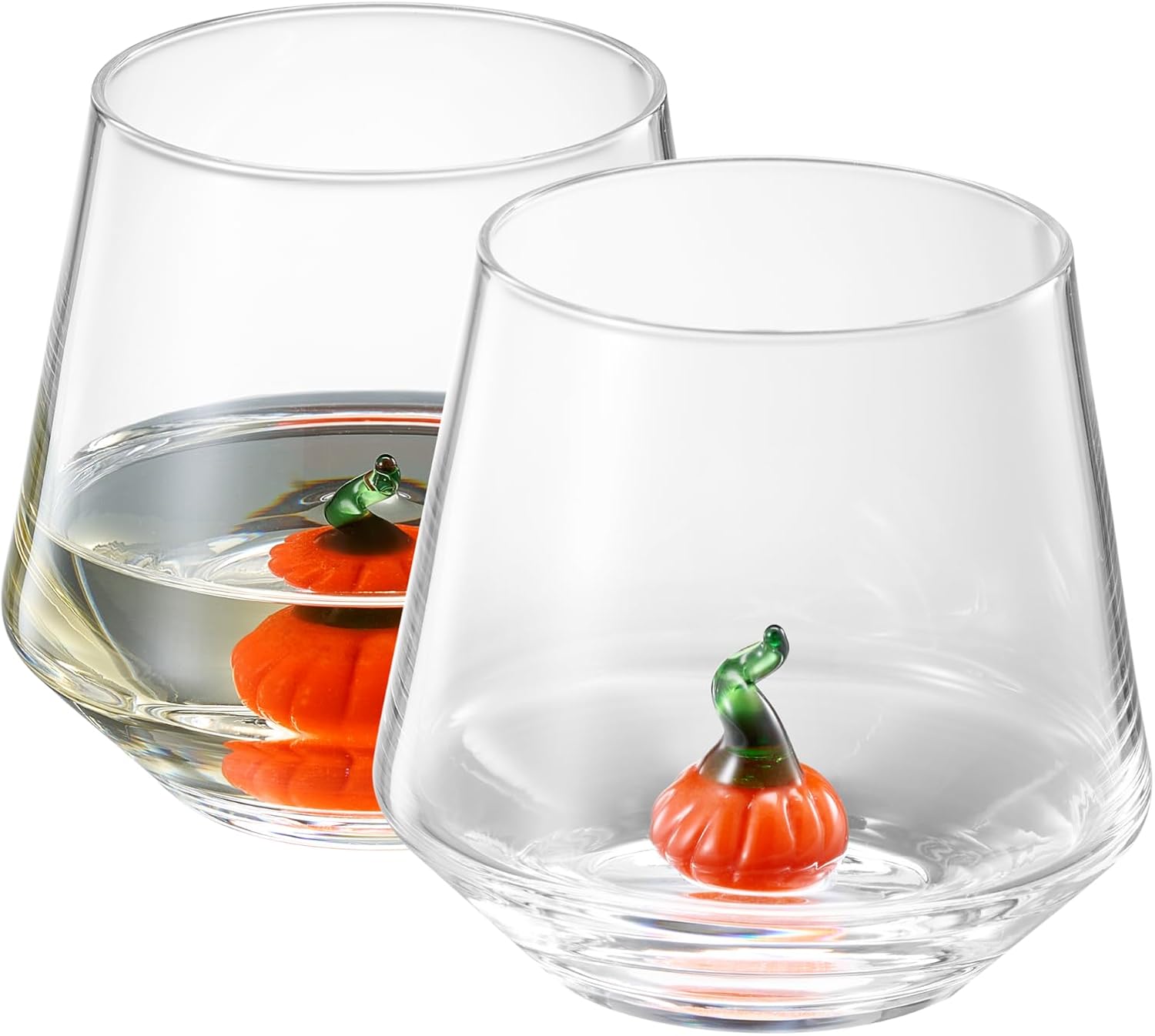 Khen Pumpkin Glass Set Fall Drinkware Decorative - 12oz Clear