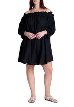 ELOQUII Women's Plus Size Ruffle Neckline Mini Dress - 18/20, Black Onyx
