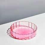 Khen Glass Flower Wave Colored Plates | Set of 2 | Blush Pink Green