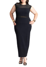 ELOQUII Women's Plus Size Cap Sleeve Mesh Midi Dress - 14, Black Onyx