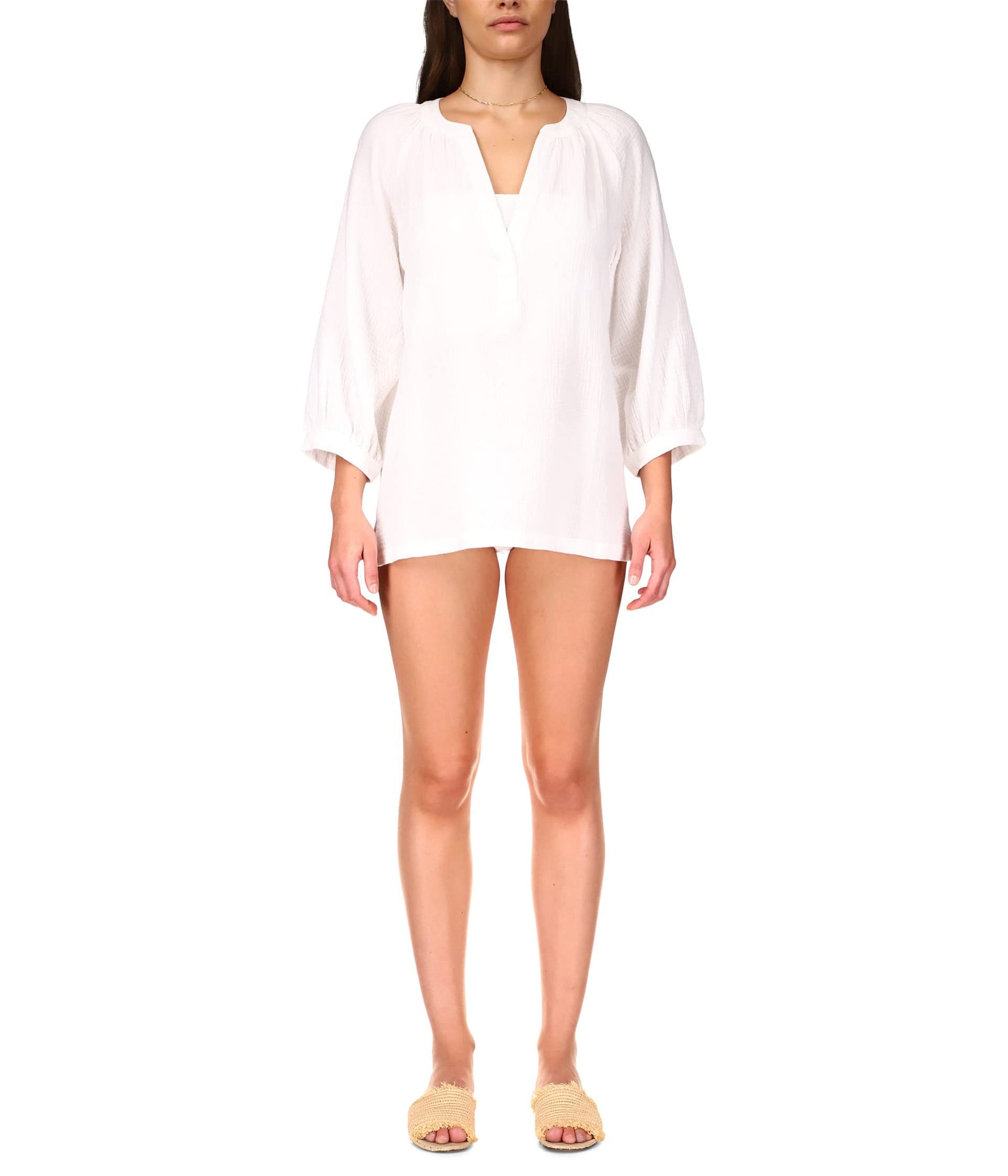 Sanctuary Island Gauze Tunic Brilliant White