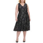 Tommy Hilfiger Womens Plus V Neck Lace Midi Dress Black 14W