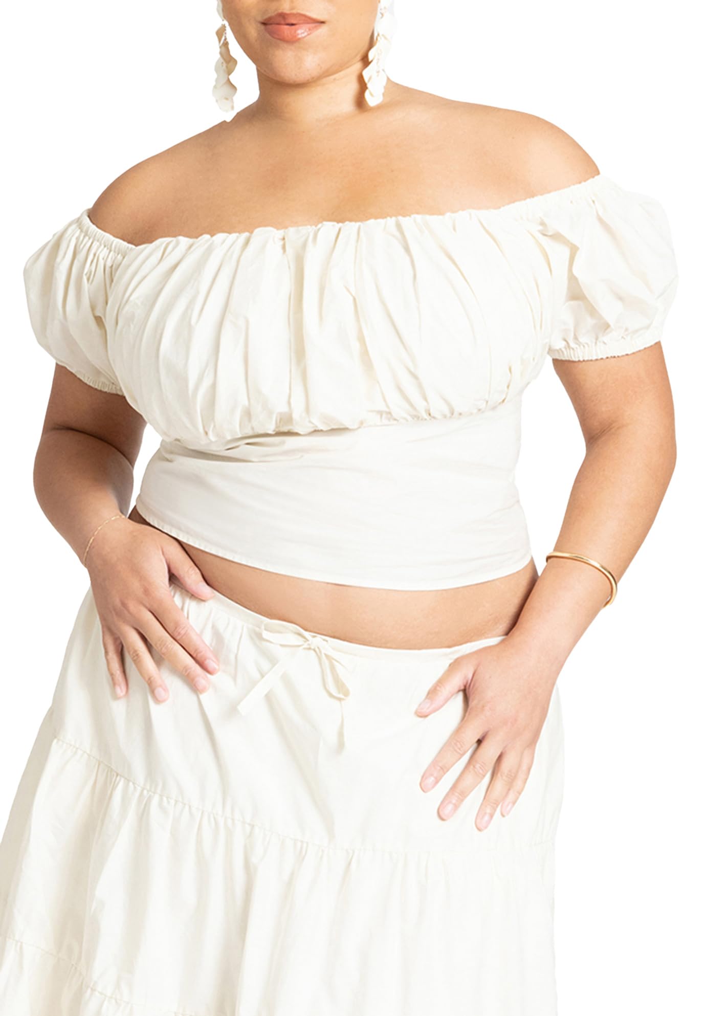 ELOQUII Women's Plus Size Shirred Maiden Top - 24, Tofu