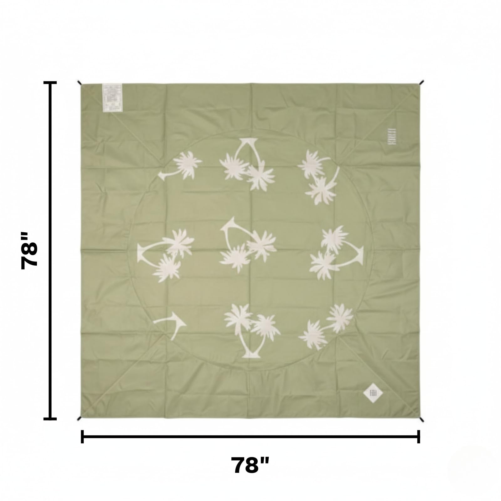 Khen Baby Beach Splash Mat Green, 1 Piece, 78.74 x in Waterproof Polyester Portable Foldable
