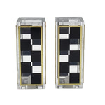 Checkered Salt and Pepper Shakers Set, Black White Square Design with 3 & 5 Holes