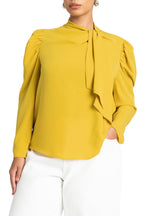 ELOQUII Women's Plus Size Drape Front Blouse - 18, Marigold