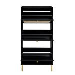 Modern Rattan 3 Door Shoe Rack Cabinet for Entryway