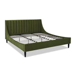 Aspen Vertical Tufted Headboard Platform Bed Set, King, Olive Green Performance Velvet