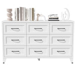 9 Drawer White Metal Dresser with Quiet-Glide Rails