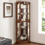 6 Shelf Corner Curio Display Cabinet With Lights, Mirrors And Adjustable Shelves