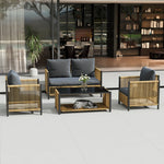 Patio 4-Piece Brown PE Wicker Sofa Set with Grey Cushions