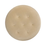 Yolanda 24" Round Upholstered Accent Ottoman in Fawn Brown Velvet