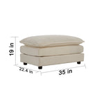 Modern Accent Chair with Ottoman in Beige Chenille