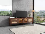 Rattan TV Stand with 3 Cabinets and 2 Drawers