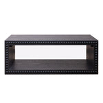Black Beaded Edge Coffee Table – 47.6' Rectangular Center Table with Open Storage Shelf