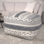 Karim Faux Yarn Large Accent Pouf in Ivory and Gray