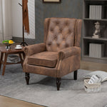Modern Coffee Wood Frame Armchair with Microsuede Upholstery