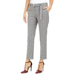Calvin Klein Women s Windowpane-Print Belted Pants Gray Size 10