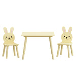 Table and Chair Set with 2 Bunny Chairs, Children's Activity Table for Toddlers