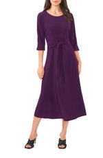 Chaus Tie Front Midi Dress in Luxe Plum, Size Medium
