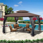13 x 10 ft Patio Gazebo Tent with Ventilated Double Roof and Mosquito Net