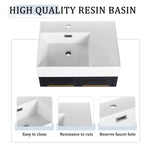 Modern Wall Mounted Bathroom Vanity with Resin Sink and Storage Rack