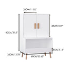 Toy Storage Cabinet With Doors And Open Shelf, Toddler Bookshelf For Playroom - White
