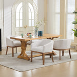 Mid Century Modern Upholstered Barrel Dining Chair with Arms