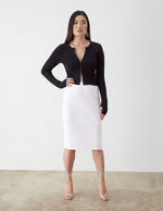 GSTQ Ribbed Side Slit Skirt - White - XL/XXL