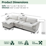 Living Room Sofa Luxury Couch with Ottoman in Soft Chenille Beige