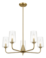 Dazzle Five Lights Chandelier With Clear Seeded Glass - Satin Brass