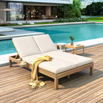 TREXM 5-Position Adjustable Backrest Double Chaise Lounge Outdoor