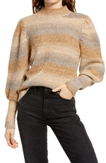 Women's Leith Stripe Space Dye Sweater, Size Small - Green
