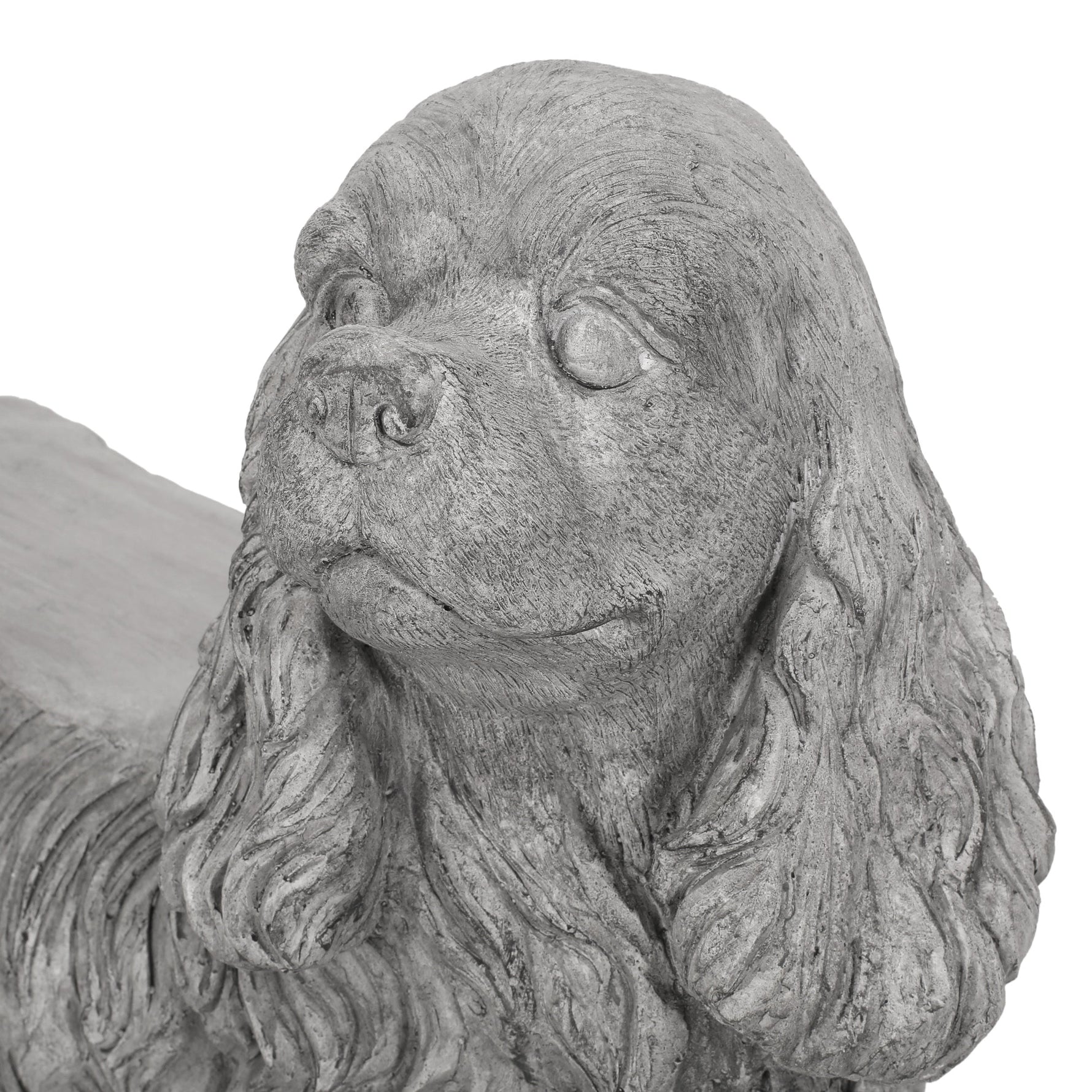 Charming Cocker Spaniel Dog Statue Bench Gray Magnesium Oxide