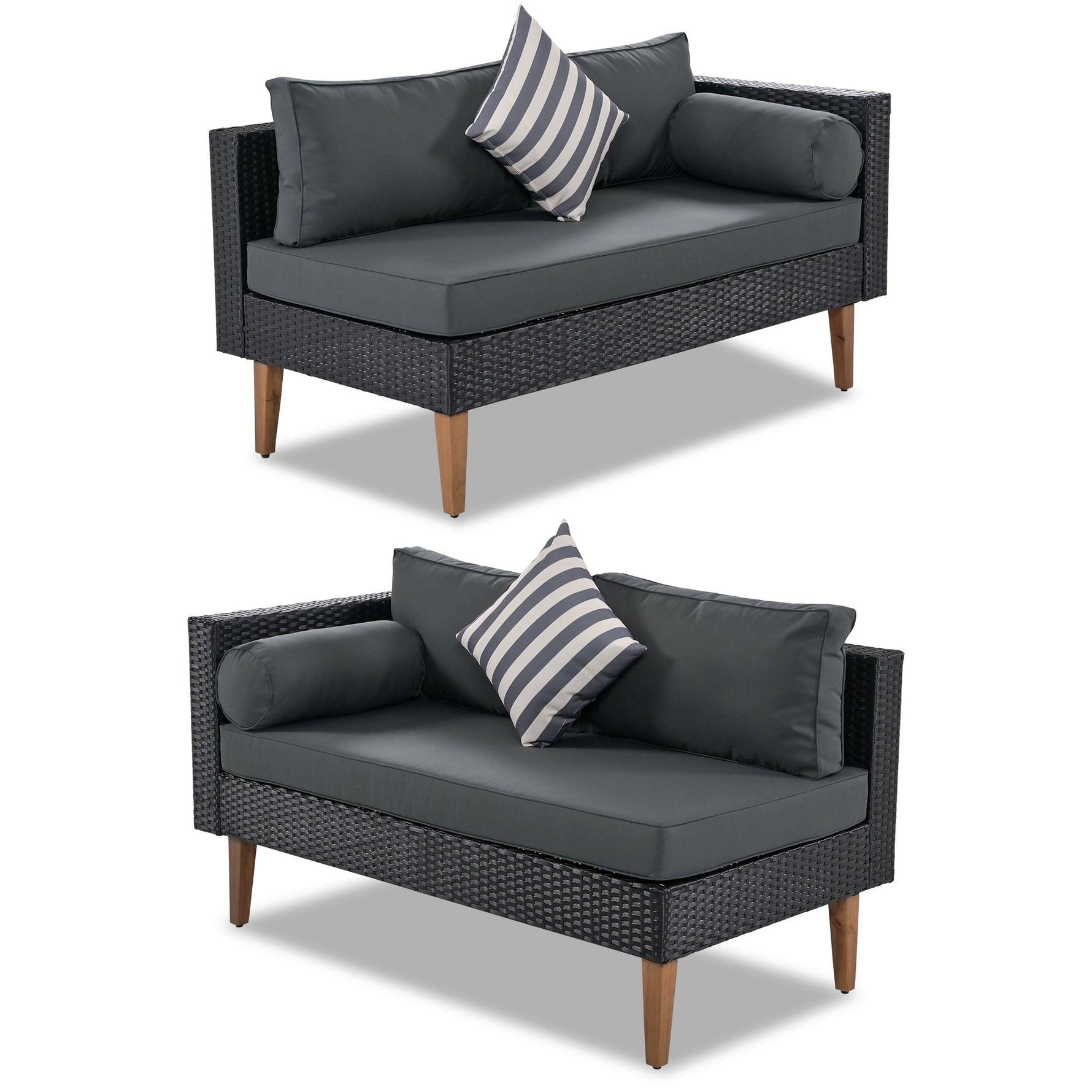 4-Piece Outdoor Wicker Sofa Set with Colorful Pillows